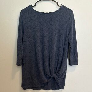 Matty M Gray Relaxed Tie Front Blouse